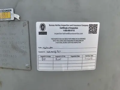 Used 2019 SAMUEL PRESSURE VESSEL 660 GALLON Air Compressors (Misc) Wisconsin US | Lemke Machinery Sales #1486381