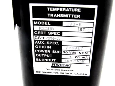 NEW FOXOBORO E93-B TEMPERATURE TRANSMITTER E93B