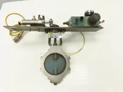 5" Wafer Style Steel Butterfly Valve 120V Pneumatic Solenoid Actuator Assembly