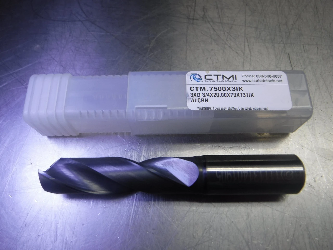 CTMI 3/4" Coolant Thru Carbide Drill 3xd 3/4x20.00x79x131IK ALCRN (LOC563A)
