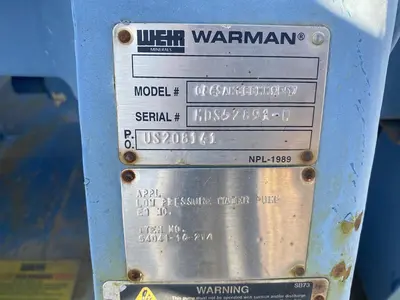 Used WEIR WARMAN 086EAHRRQMM6072 Centrifugal Pumps North Carolina US | DH Griffin Used Equipment #1383899