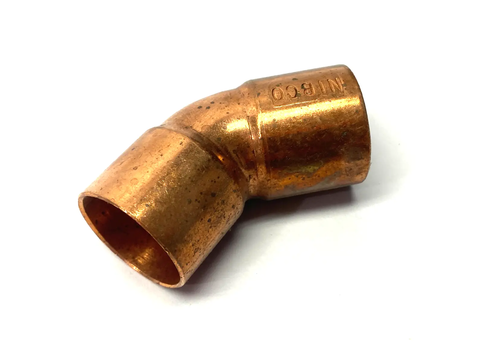 New | in-Stock NIBCO Copper 45° Elbow Fitting WROT Sweat 1" x 1" Plumbing Equipment Michigan US | Maverick Industrial Sales #1393339