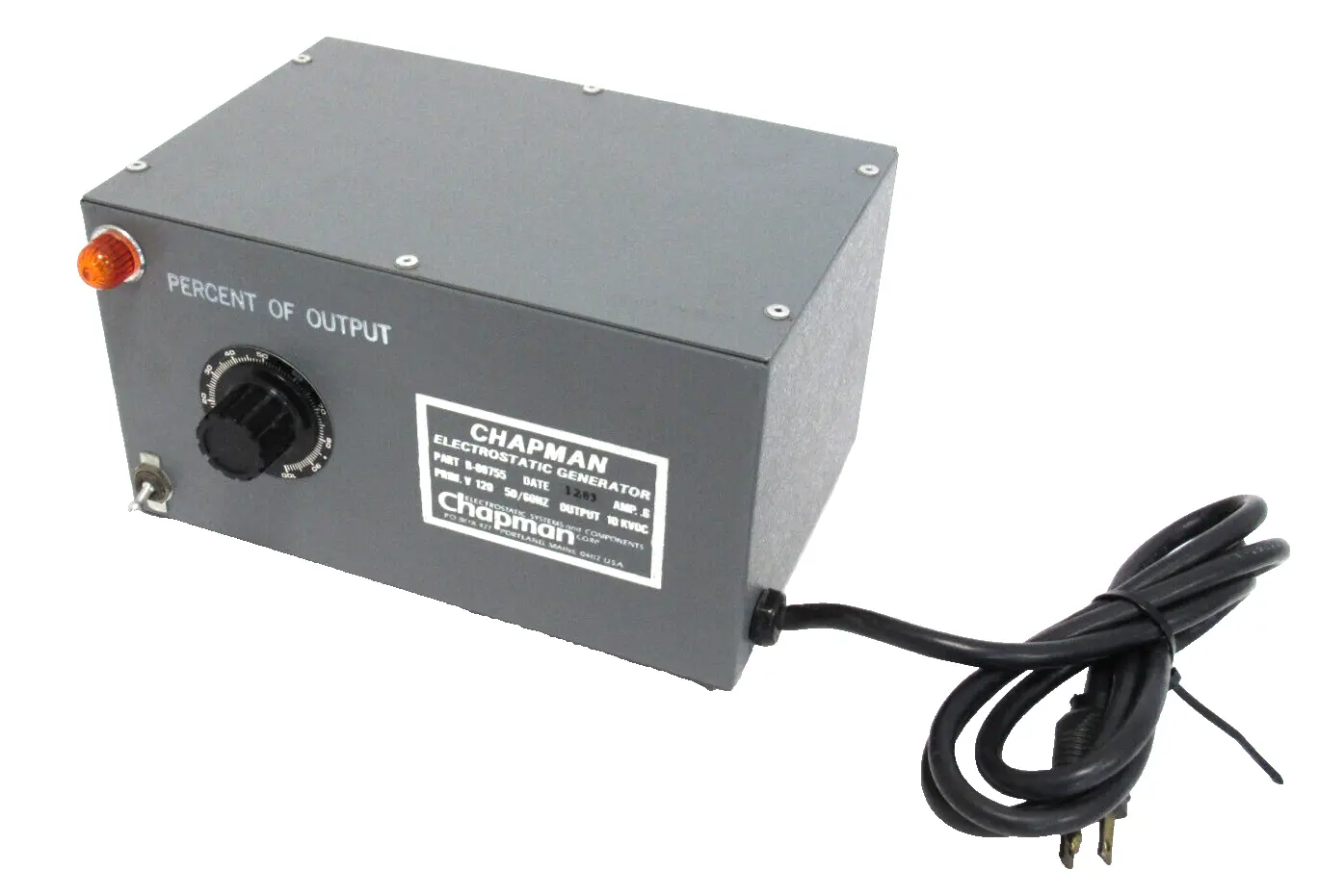 USED CHAPMAN B-80755 ELECTROSTATIC GENERATOR 120V