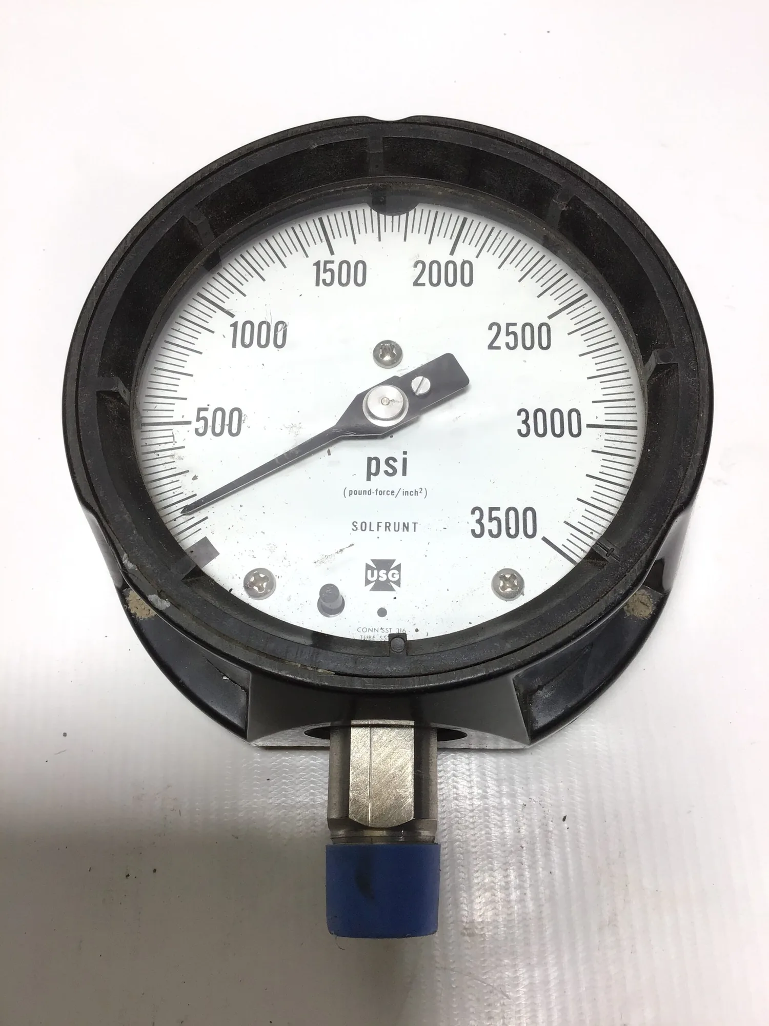 USG Solfrunt Stainless Steel Pressure Gauge 3500 PSI (pound-force/inch²)