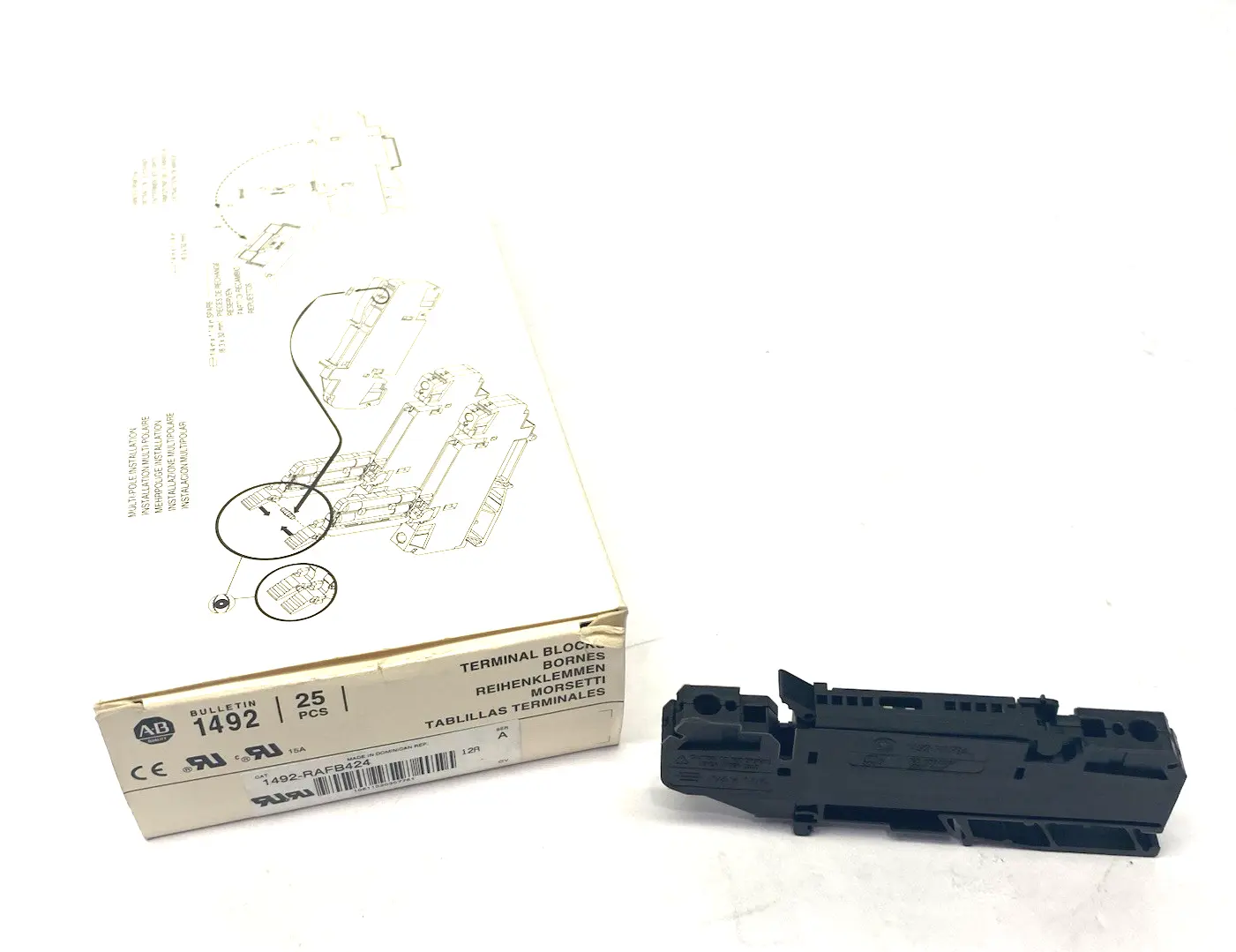 New | in-Stock Allen-Bradley Ser. A One-Circuit Fuse Block, Spring Clamp BOX OF 25 Terminal Blocks Michigan US | Maverick Industrial Sales #1389617