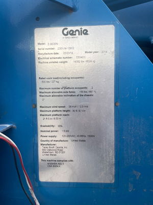 Used 2014 Genie Z-30/20N Platform Lifters Florida US | Stack Equipment #1271240