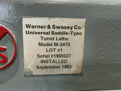 2A WARNER & SWASEY MODEL #M-3470 CROSS SLIDING TURRET LATHE: YOBRO #25009