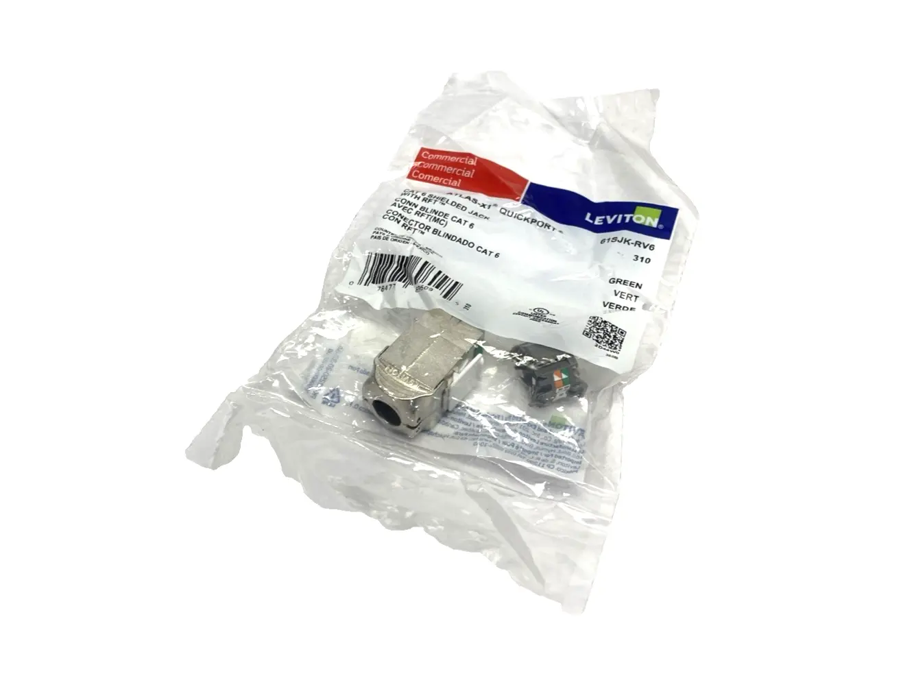 61SJK-RV6 | Leviton  ATLAS-X1 Cat 6 Shielded QUICKPORT Jack, Green - New
