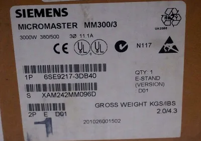 NEW SIEMENS 6SE9217-3DB40 MICROMASTER DRIVE MM300/3 6SE92173DB40