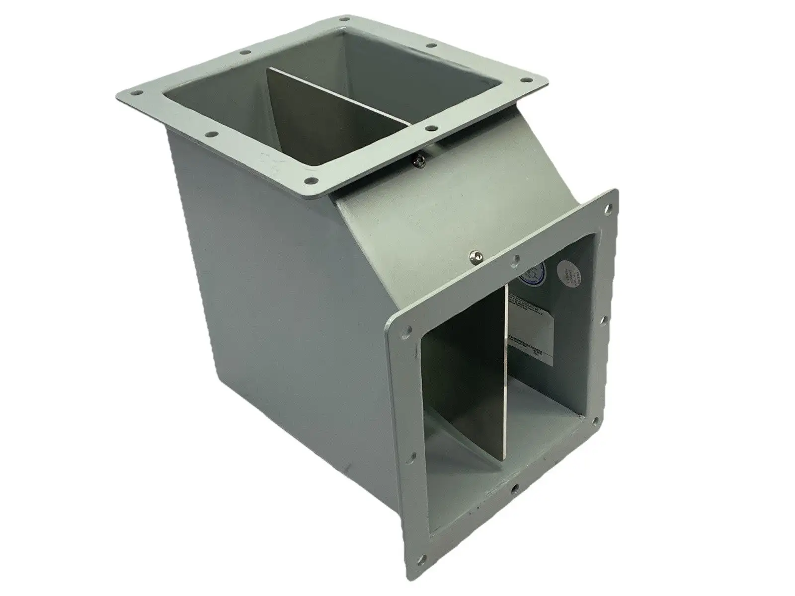 USED HOFFMAN ELBOW 90-DEGREE FEED-THROUGH WIREWAY 6" X 6" GRAY MILD STEEL