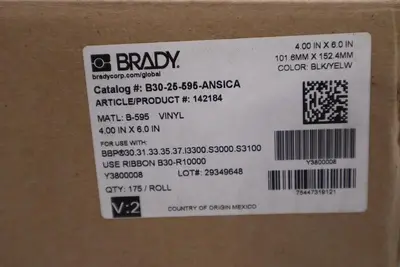 NEW OPEN BOX Brady B30-25-595-ANSICA Indoor/Outdoor Vinyl STOCK H366