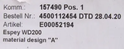 NEW ESPEY WD200 SEAL RING 157490/1 E00052194