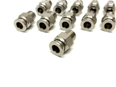 None | Stainless Steel Straight Snap-Connect Tube Fitting 6mm OD 1/8" Thread LOT OF 11 - New Other