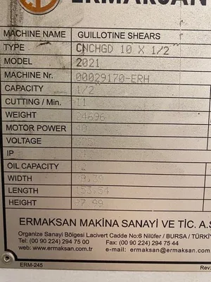 ERMAKSAN CNC HGD 3100 x 13 Sheet Metal Shears | FERRIC Machinery, Inc. (3)