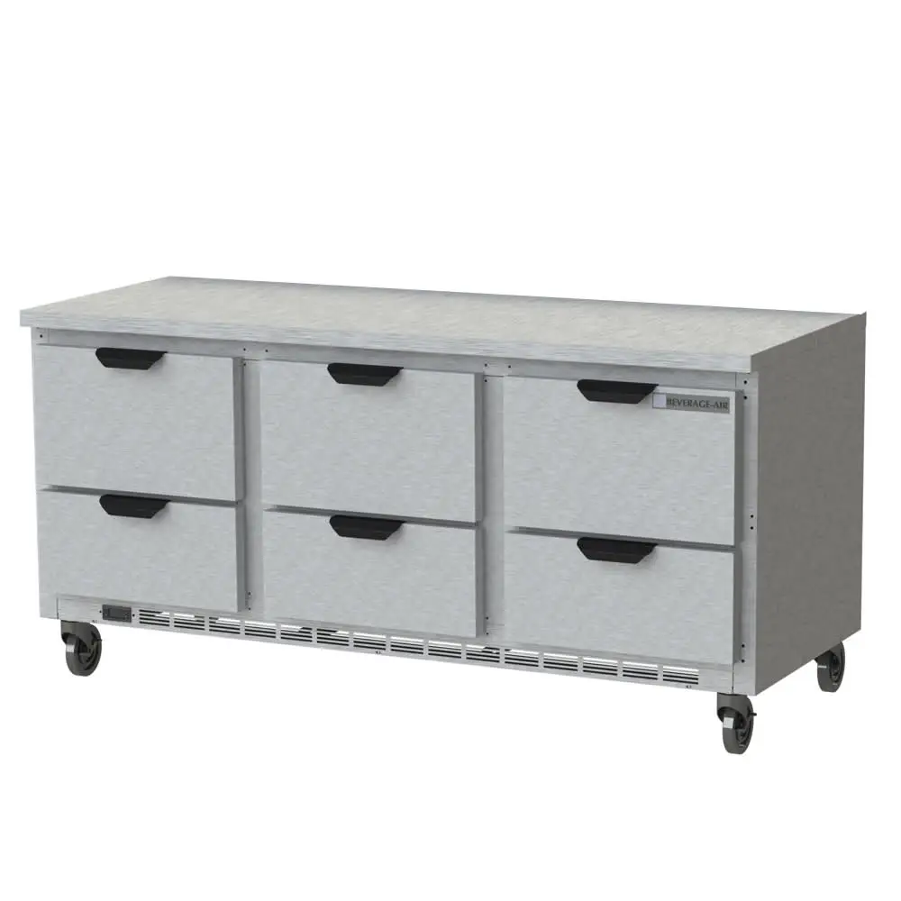 Beverage-Air WTRD72AHC-6-FLT 72" Worktop Refrigerator W/ (3) Section, 115v