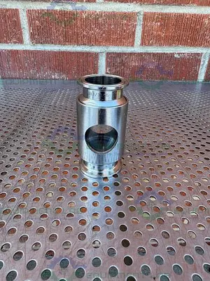 USED BBS SYSTEM 223169 STAINLESS STEEL IN LINE SIGHT GLASS W/ 1 1/2" SANITARY FITTING