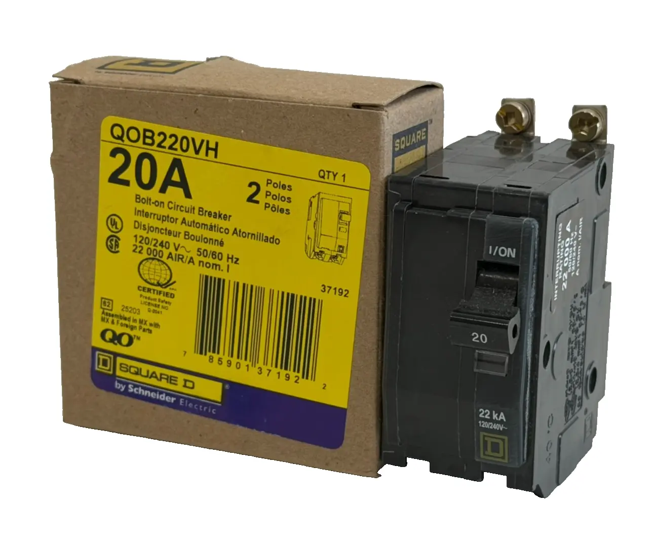 NEW SQUARE D QOB220VH CIRCUIT BREAKER 2 POLES 120/240V 50/60HZ