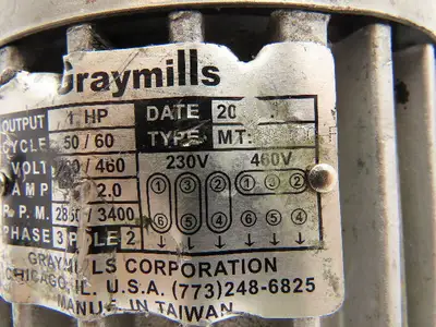 Graymills IMV100-F Vertical Immersion Coolant Pump 1HP 230/460V 3400 RPM 3PH