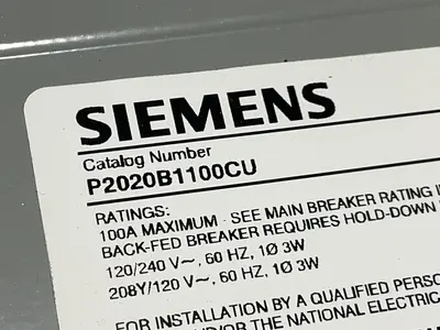 Used SIEMENS P2020B1100CU Electrical Panels Ohio US | HGR 24 #1280199