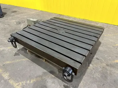 60" X 60" SHIBAURA MODEL #BFT-13CW2 T-SLOTTED ELECTRIC POWERED ROTARY TABLE: STOCK #19526