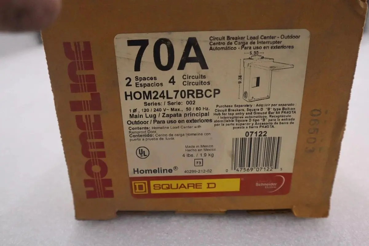 SQUARE D HOMELINE HOM24L70RBCP 70AMP 2 SPACE 4 CIRCUIT #4370