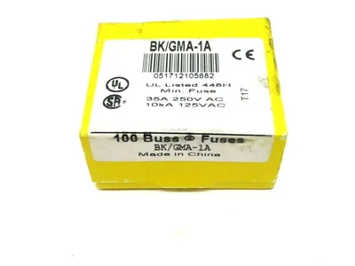 2500 NEW BUSSMANN BK/GMA-1A FUSES 35A 250V BKGMA1A 25 BOXES OF 100
