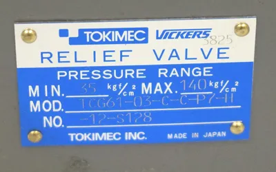 NEW TOKIMEC VICKERS TCG61-03-C-C-P7-H PRESSURE RELIEF VALVE TCG6103CCP7H