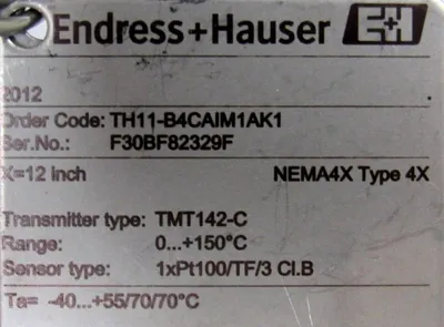 NEW ENDRESS + HAUSER TH11-B4CAIM1AK1 TEMPERATURE SENSOR TH11B4CAIM1AK1