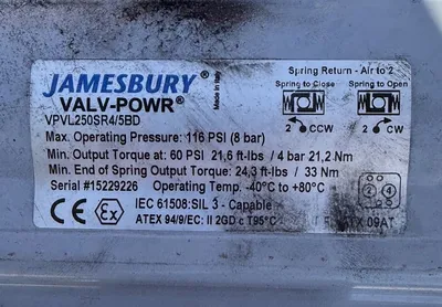 USED JAMESBURY VPVL250SR4/5BD