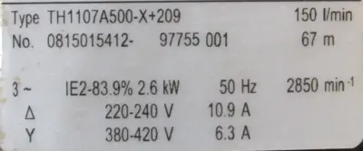 NEW BRINKMANN PUMPS TH1107A500-X+209 IMMERSION PUMP 0815015412-97755