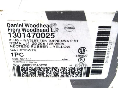 NEW MOLEX WOODHEAD 26W74 WATERTITE RECEPTCALE 1301470025