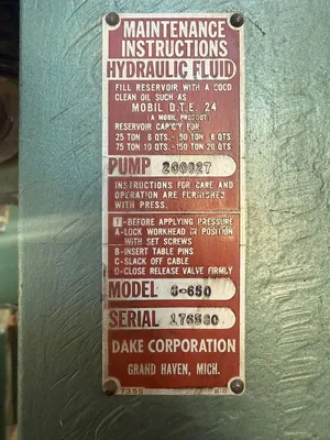DAKE 6-650 H-Frame Presses | Turner's Machinery (3)