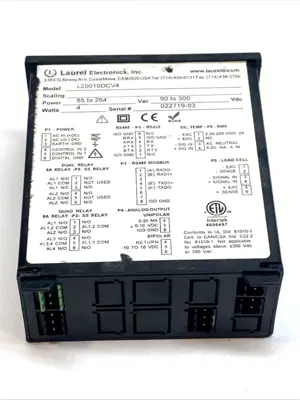 Used LAUREL DC VOLTAGE CURRENT PANEL METER 1/8 DIN RED LED 85–264VAC Meters - Misc Michigan US | Maverick Industrial Sales #1122613