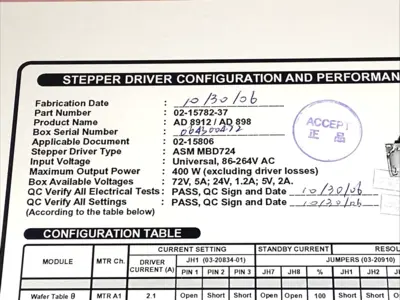 Used ASM Automation Rev A Stepper Driver Unit 85-264VAC 400W 8A Motor Controllers Michigan US | Maverick Industrial Sales #1390772