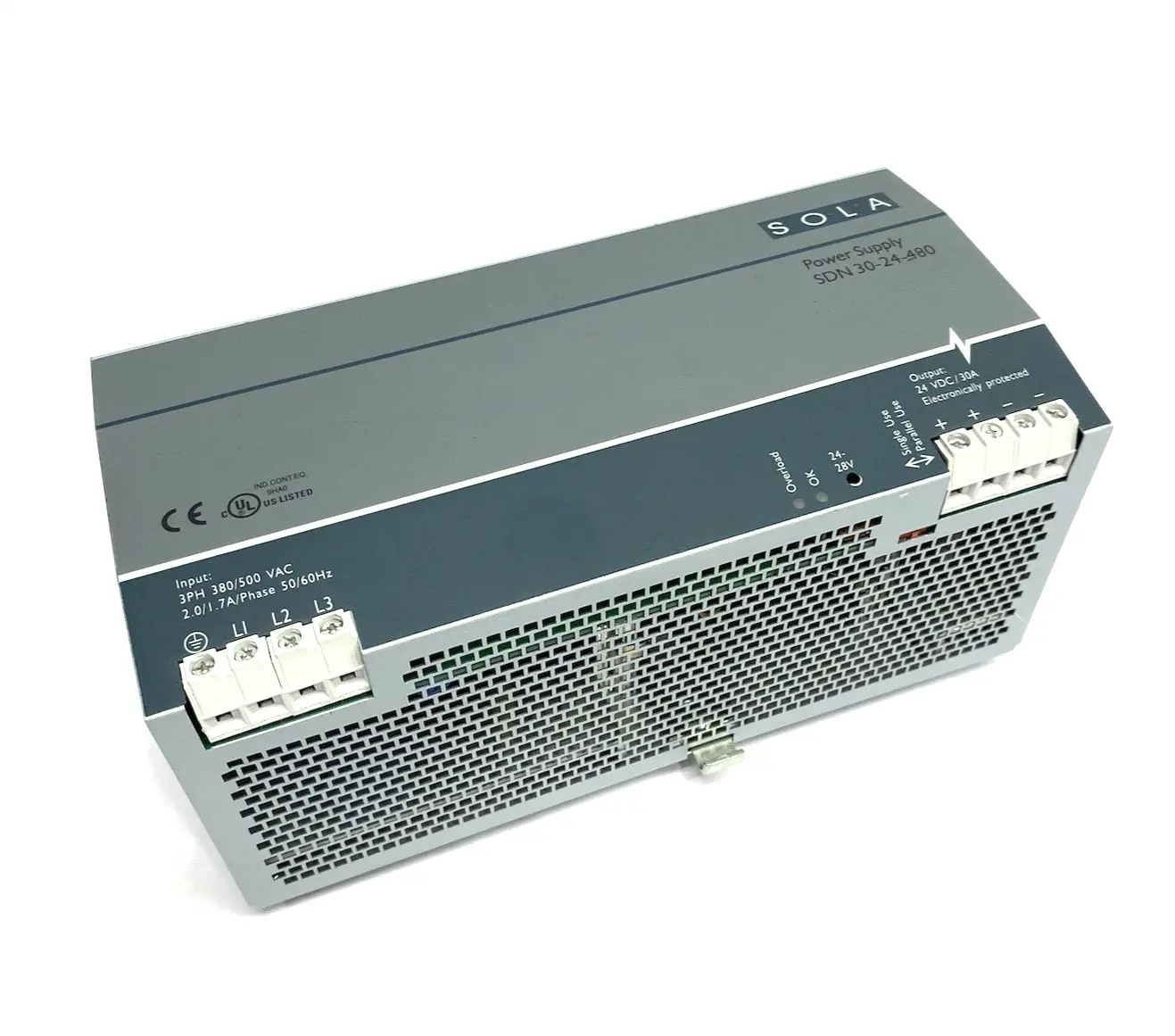 SDN 30-24-480 | Sola Hevi-Duty  Power Supply DIN Rail Mount - Used