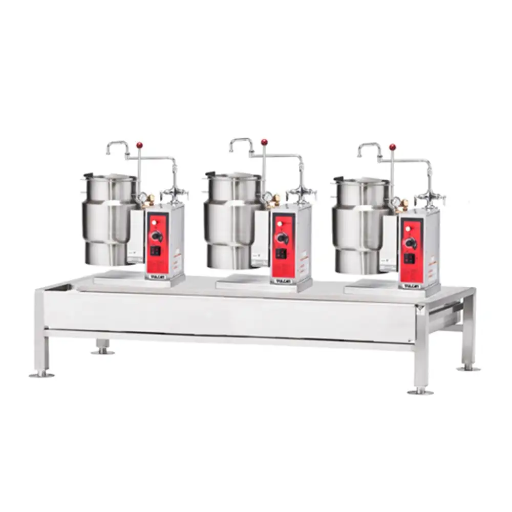 Vulcan VEKT80/666 (3) 6 Gal Steam Kettles & Stand Assembly - Manual Tilt, 2/3 Jacket, 230v/1ph