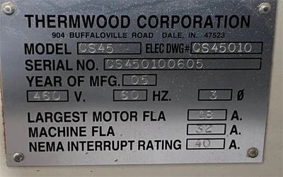 USED 2006 THERMWOOD CS45