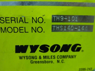 USED WYSONG HYDRAUIC PRESS BRAKE THS140-144