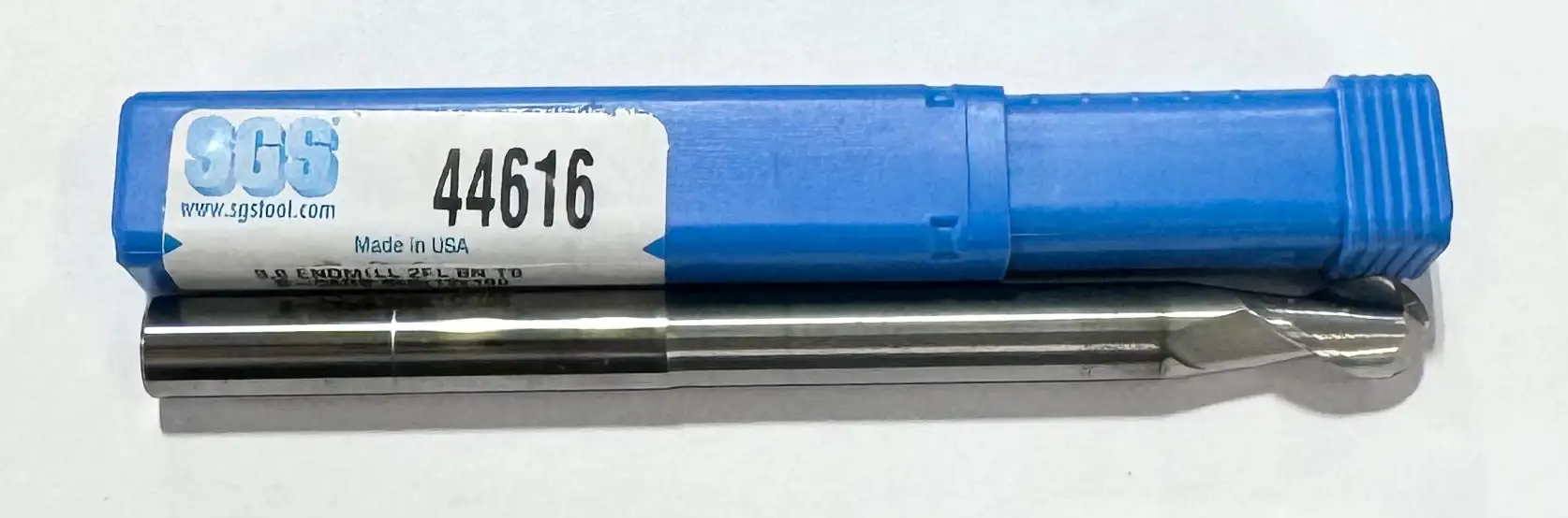 SGS 8mm Carbide Ball Nose End Mill 2 Flute Reduced Neck 4mm Radius TB Coated