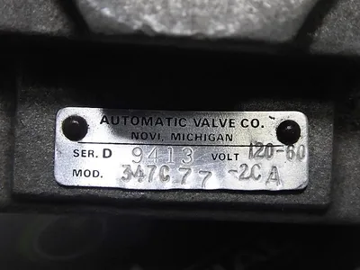Automatic Valve Co. 347C 77-2CA Solenoid Valve Ser.D 120V 60Hz New