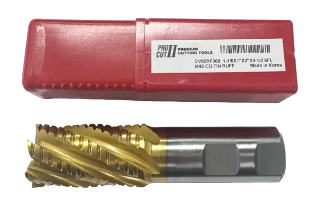 ProCut 1-1/8" Cobalt Roughing End Mill Tin Coated 6 Flute Center Cutting