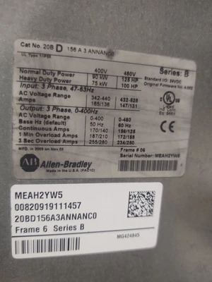 USED Allen-Bradley 20BD156A3ANNANCO