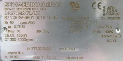 NEW SEW EURODRIVE DRS71M2/FL/LN MOTOR DRS71M2FLLN