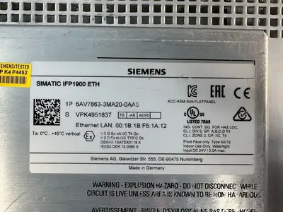 Siemens Simatic IFP1900 ETH 6AV7863-3MA20-0AA0 (8.6.7)