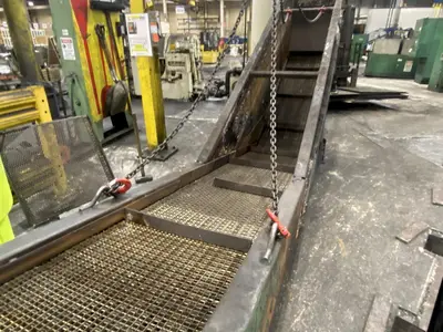 20' LONG X 24” WIDE STEEL BELT POWERED INCLINED PARTS CONVEYOR: STOCK #20816