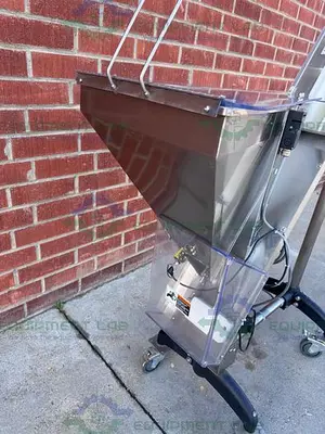 USED OMEGA DESIGN CORP 10 GALLON STAINLESS STEEL HOPPER 8' HEIGHT