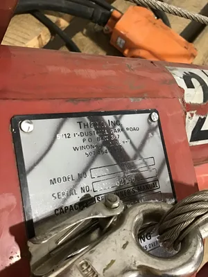 Thern 110 Portable Davit Crane Lifting 2000Lbs W/Leeson Electric Motor 1.3HP 1PH