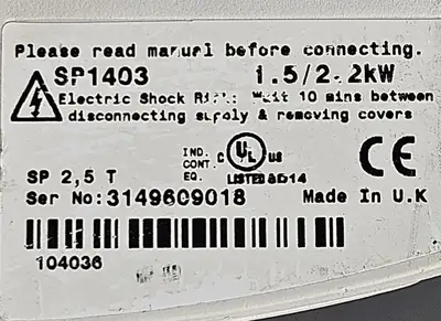 Emerson SP1403 Inverter 1.5/2.2 kw 380-480V 50-60Hz (BIN265)