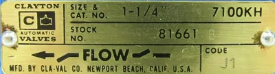 NEW CLAYTON 7100KH CONTROL VALVE 1-1/4"
