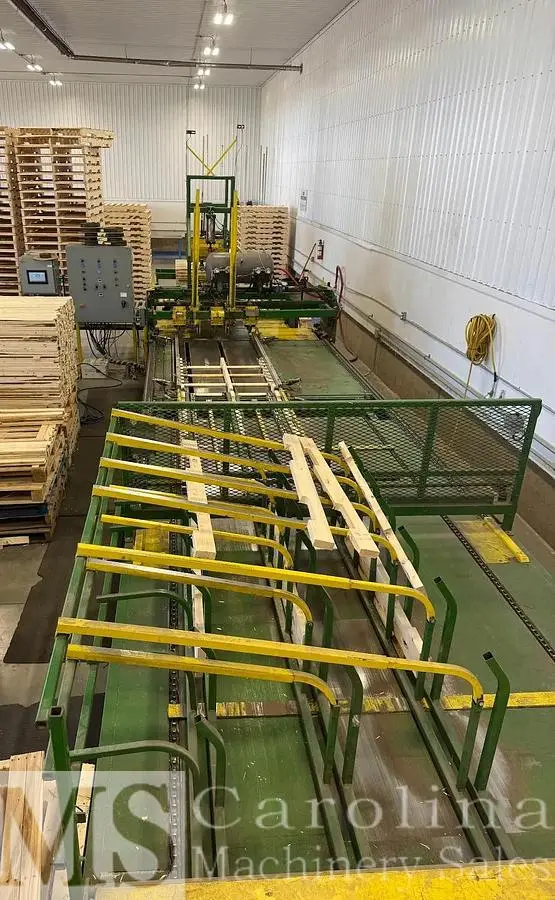 USED UNIVERSAL IN-LINE PALLET NAILER WITH STACKER